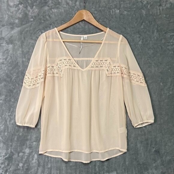 LC Lauren Conrad Tops - LC Lauren Conrad Womens Dainty Fairy Sheer Lace Top Size XSmall 3/4 Sleeve Boho